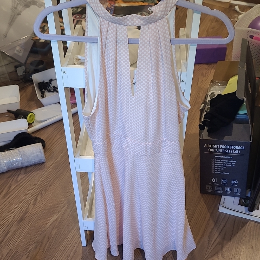 Elegant Pink Polka Dot Dress